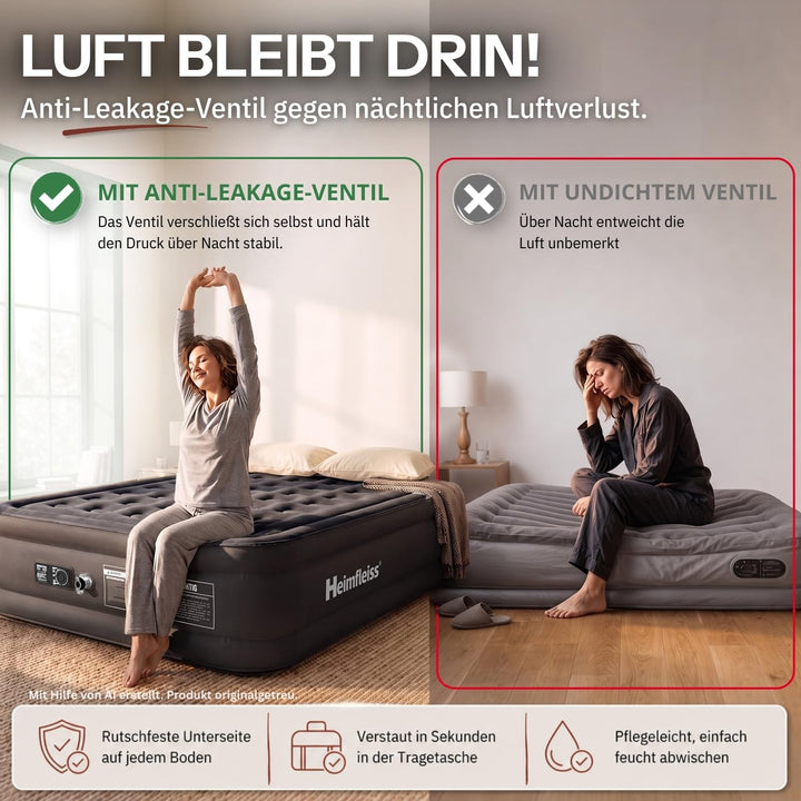 Luftmatratze selbstaufblasend 150x200 cm 46 cm hoch für 2 Personen - Bild 3