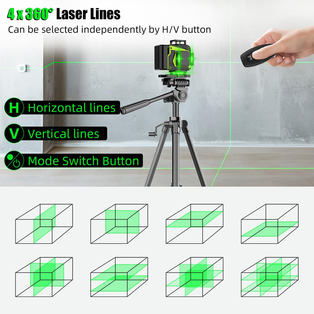 Kreuzlinienlaser Grün 4x360° Selbstnivellierend mit Akku IP54 - Bild 3