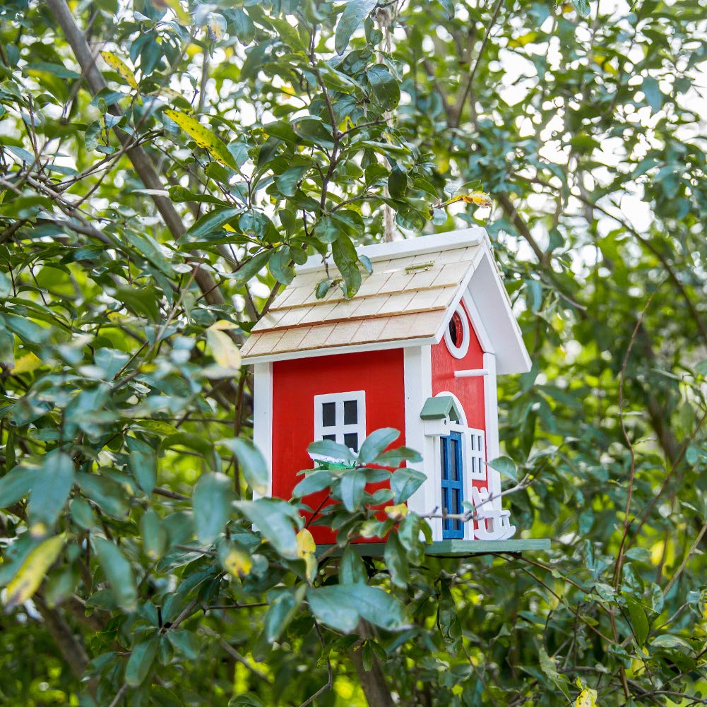 Vogelhaus Holz hängend rot 18,5x18,5x24,6 cm für Garten - Bild 2