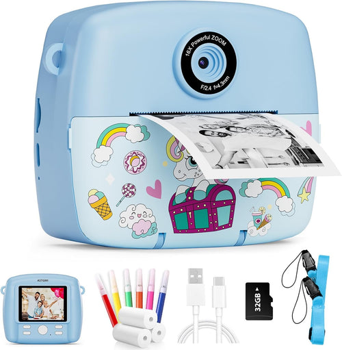 Sofortbildkamera Kinder 1080P HD mit Thermodruck 3 Rollen Fotopapier