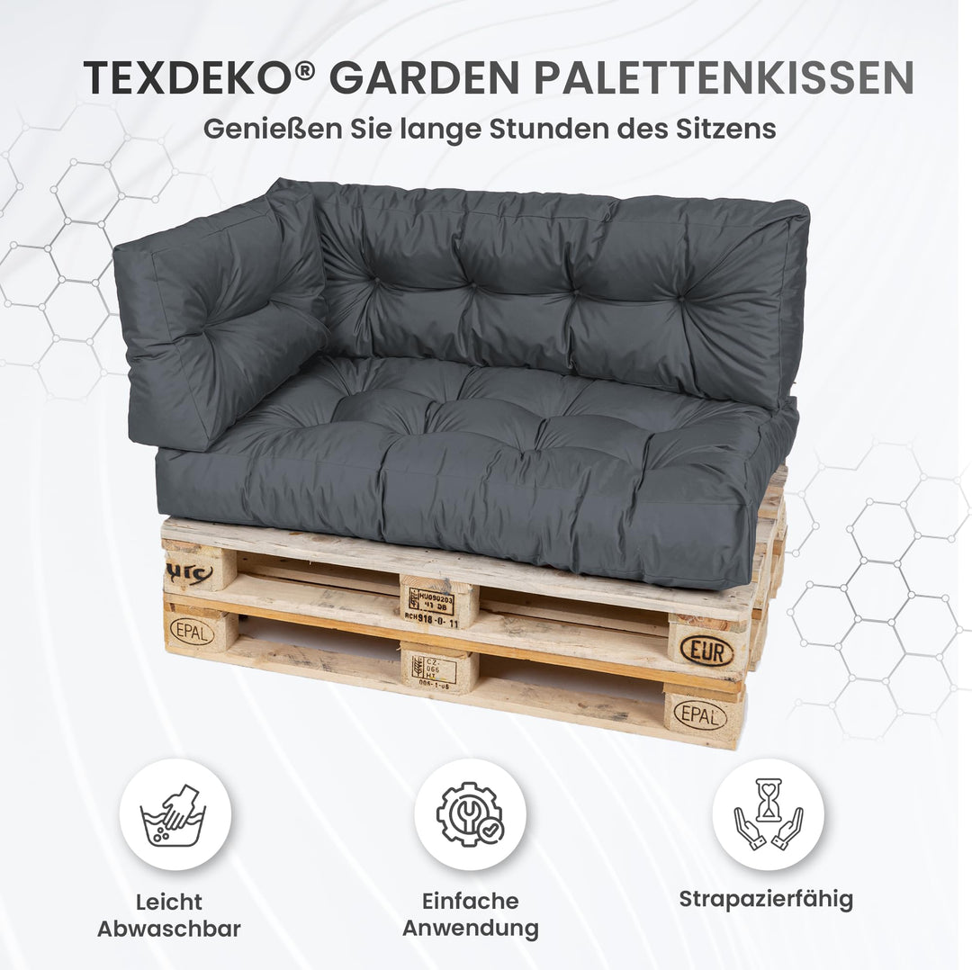 Palettenkissen Set 7-teilig 120x80x18cm Anthrazit In- &amp; Outdoor - Bild 3