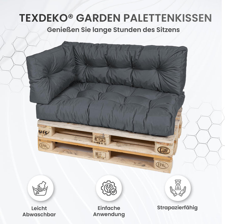 Palettenkissen Set 7-teilig 120x80x18cm Anthrazit In- &amp; Outdoor - Bild 3