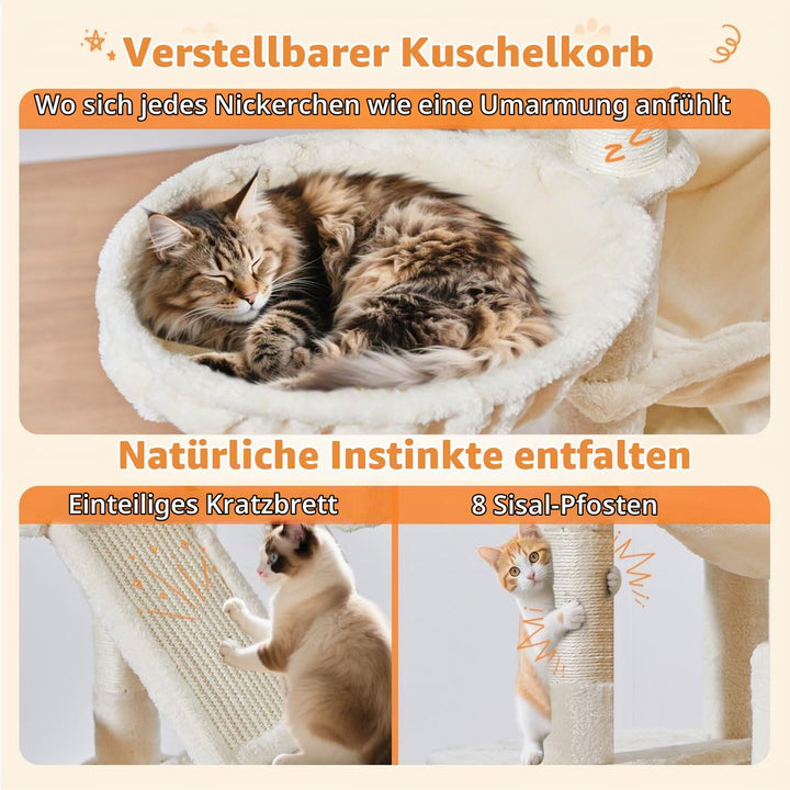 Kratzbaum XXL 180 cm für grosse Katzen mit Hängematte und Nest - Bild 6