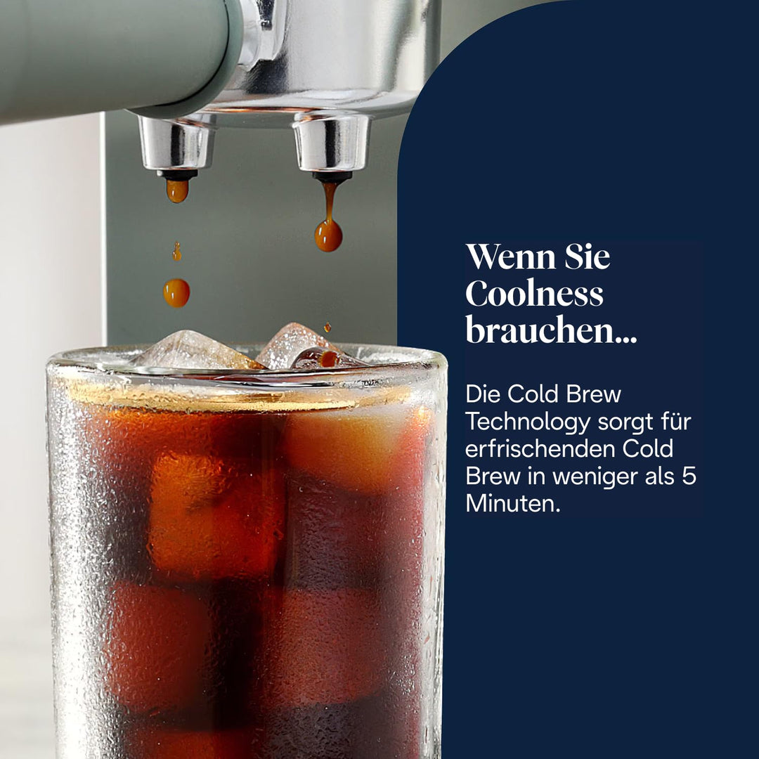 Siebträgermaschine mit Cold Brew Funktion kompakt Grün - Bild 5