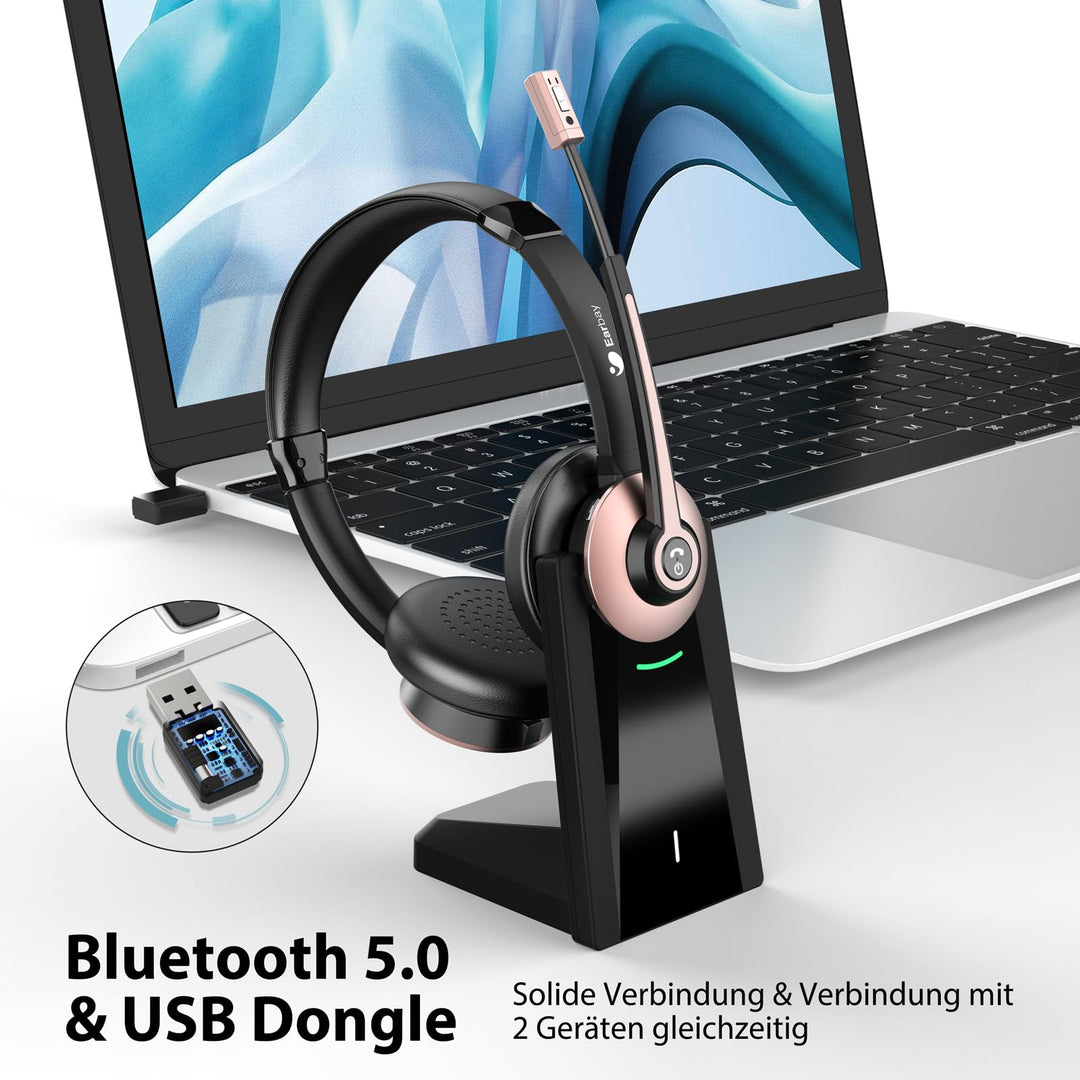 Kabelloses Büro-Headset mit Mikrofon USB-Dongle 26h Akku - Bild 3