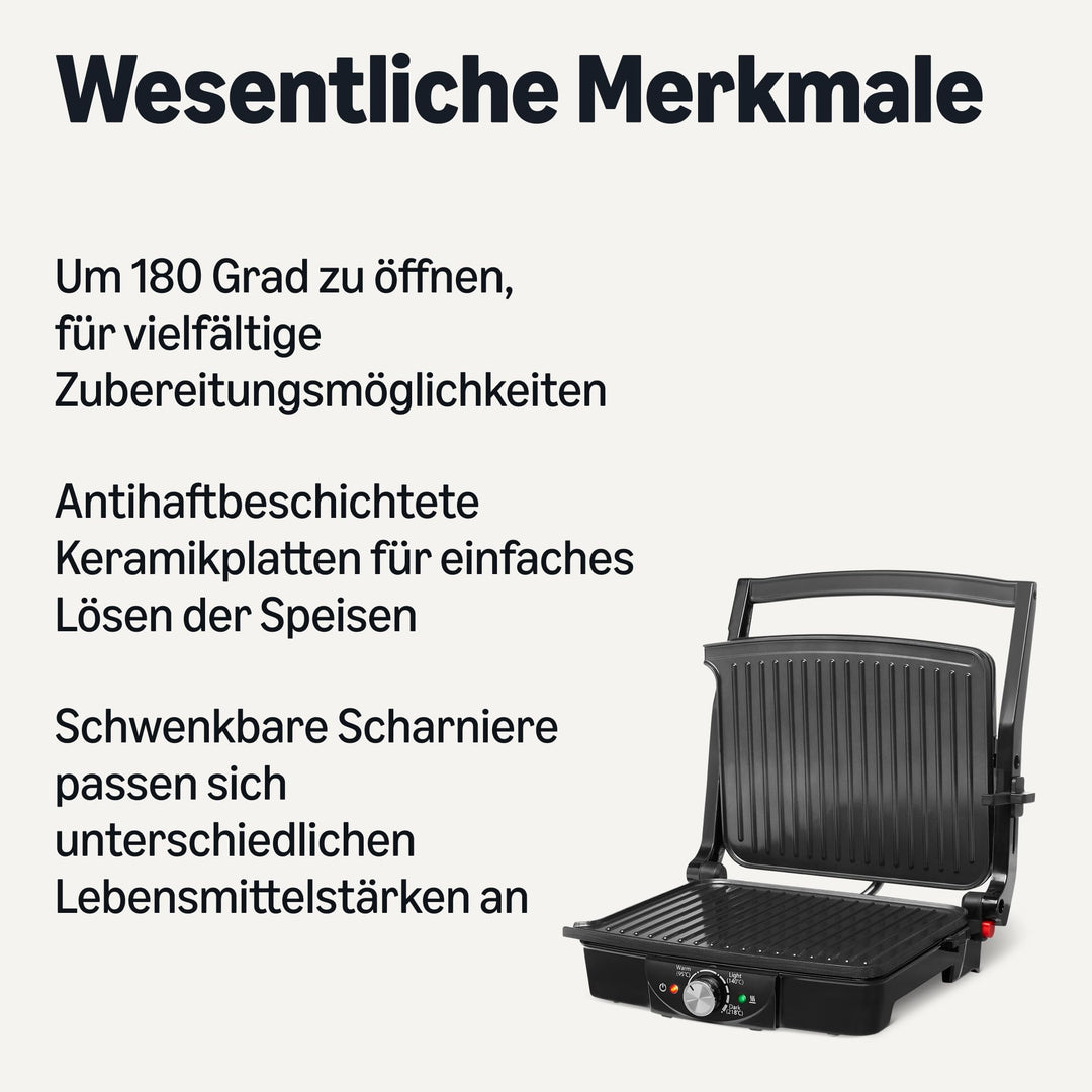 Elektrogrill 2000 W mit Antihaftplatten und Temperaturregelung - Bild 2