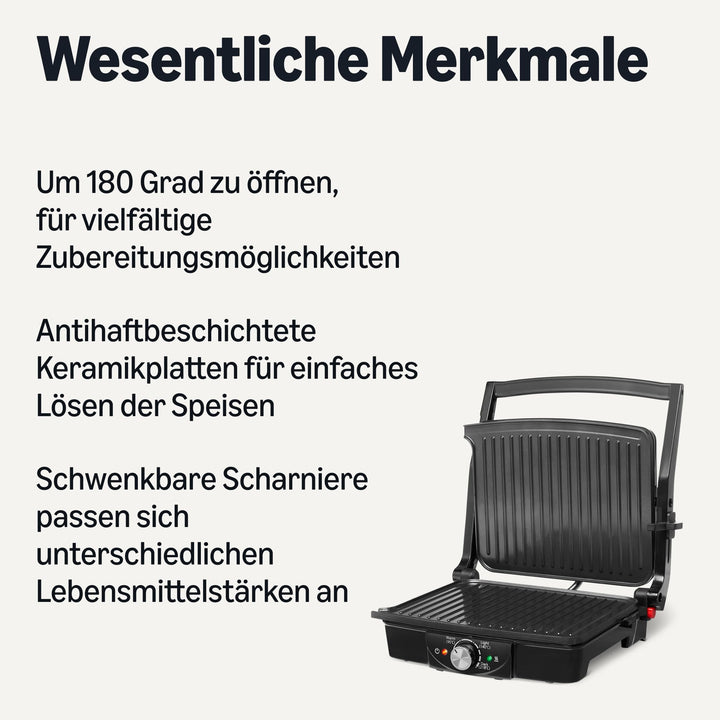 Elektrogrill 2000 W mit Antihaftplatten und Temperaturregelung - Bild 2
