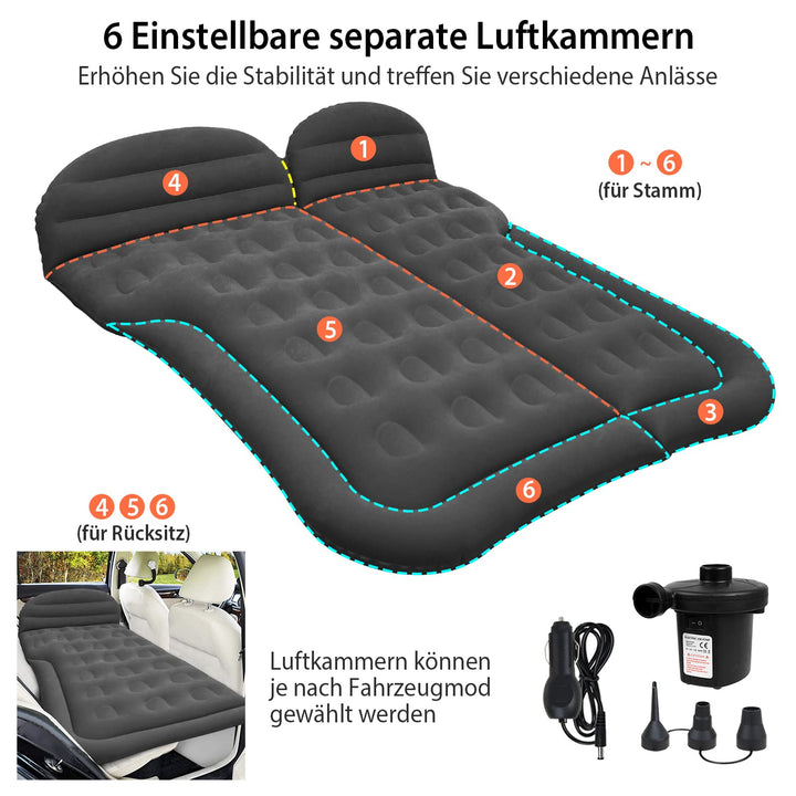 SUV-Luftmatratze mit elektrischer Pumpe 6 Kammern für Auto &amp; Camping - Bild 2