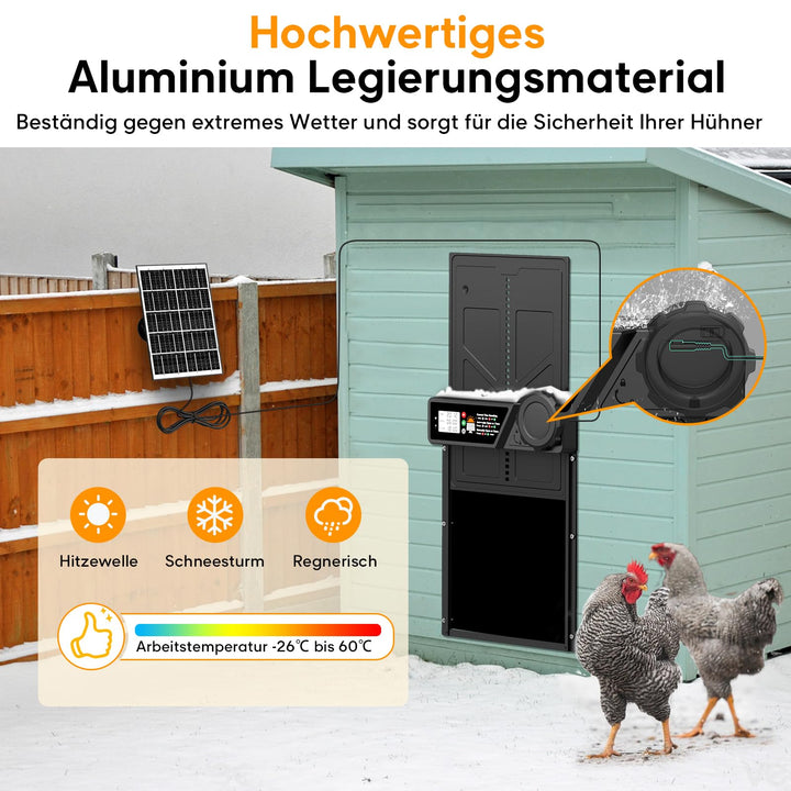 Automatische Hühnerklappe Solar mit Timer 27x24 cm Aluminium - Bild 6