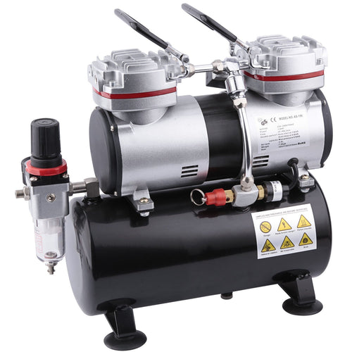 Airbrush Kompressor Zweikolben ölfrei 3,5L Tank 6 bar Auto-Stop