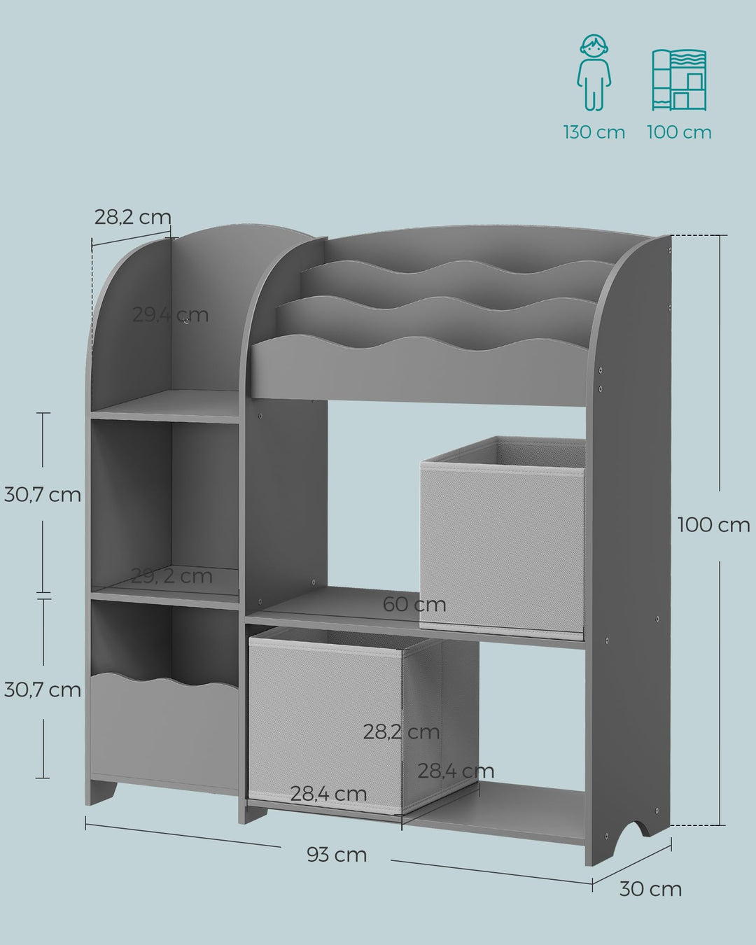 Kinderbücherregal 3-in-1 mit 2 Boxen und 5 Ablagen Spielzeugaufbewahrung - Bild 6