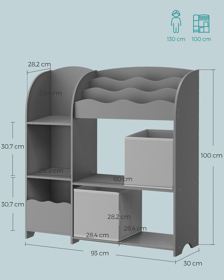 Kinderbücherregal 3-in-1 mit 2 Boxen und 5 Ablagen Spielzeugaufbewahrung - Bild 6