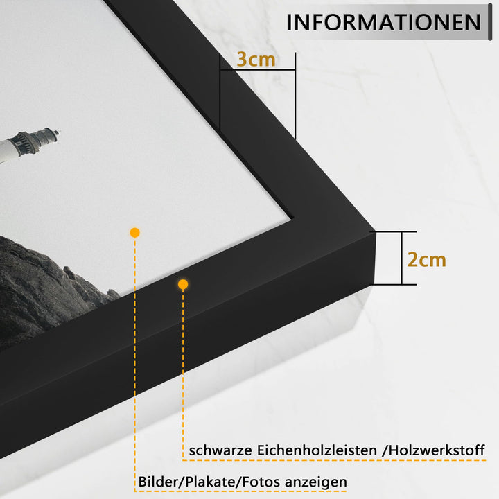 Bilderrahmen A1 Schwarz MDF mit Plexiglas 3er Set - Bild 2