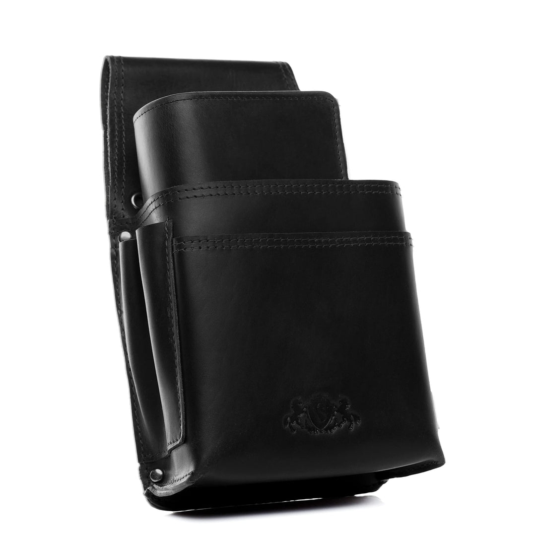 Kellner-Geldbörse mit Holster Echtleder schwarz 13x22x6 cm
