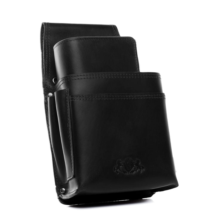 Kellner-Geldbörse mit Holster Echtleder schwarz 13x22x6 cm