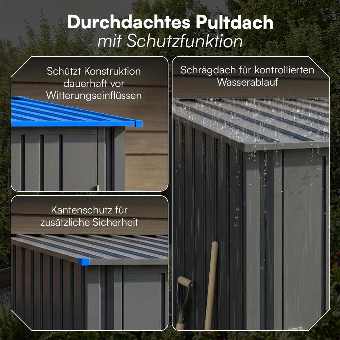 Gerätehaus Metall Pultdach Anthrazit 103x100x160 cm Garten - Bild 3