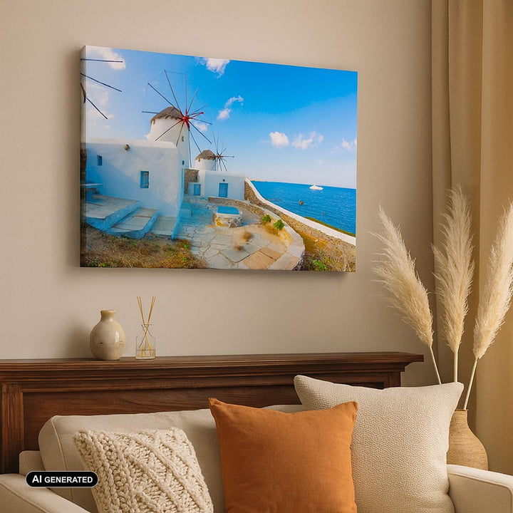 Leinwandbild Griechenland Küste 100x70 cm Wanddeko Wohnzimmer - Bild 3