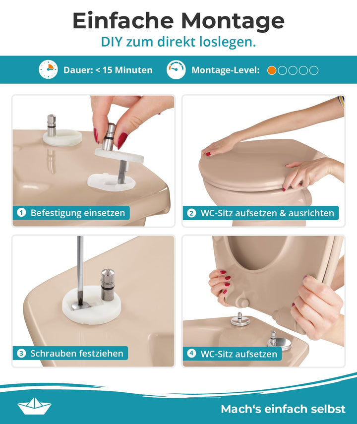 WC Sitz oval Duroplast Beige-Bahamabeige mit Absenkautomatik 250 kg - Bild 2