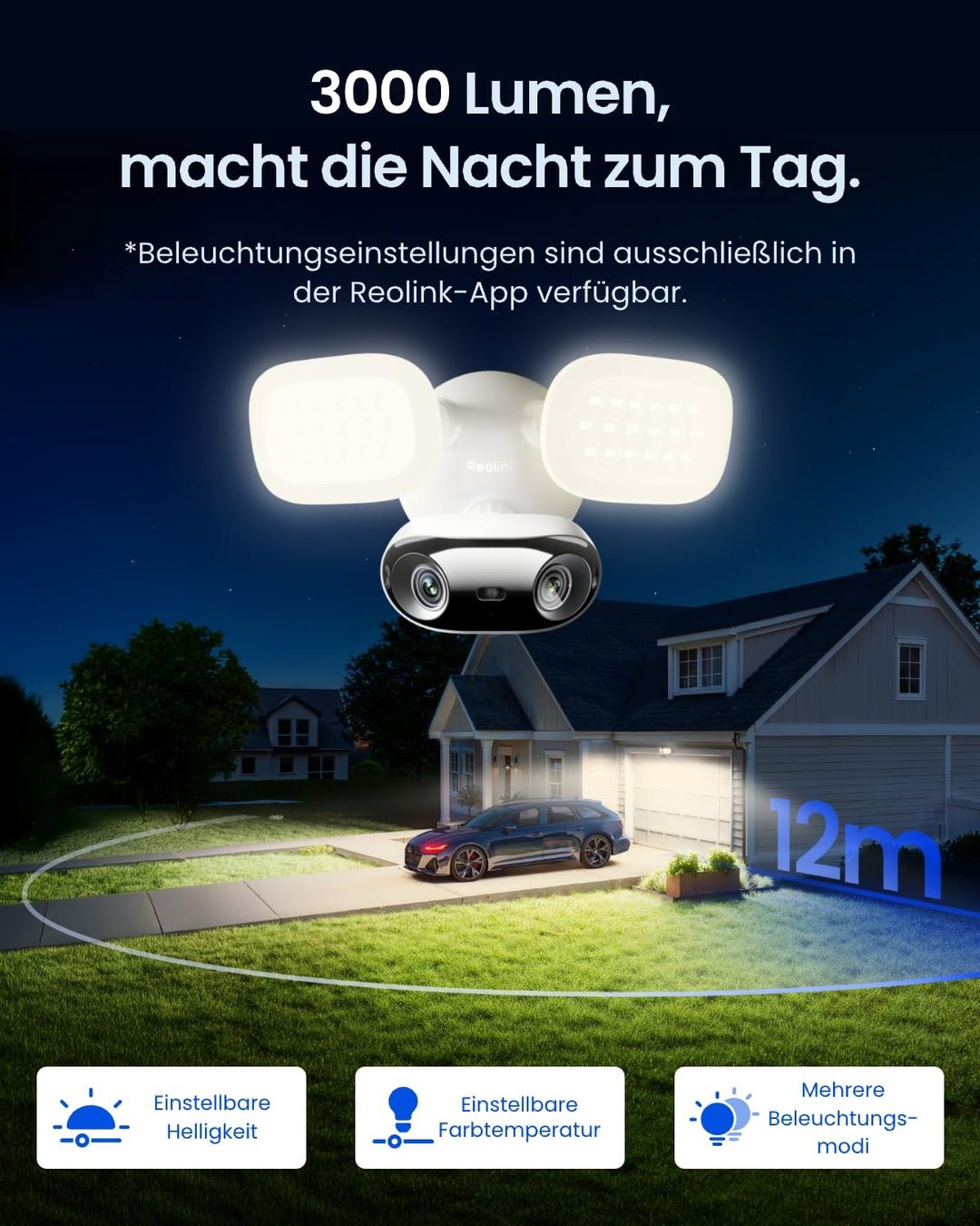 Überwachungskamera Aussen 4K 8MP Flutlicht 3000 Lumen Wi-Fi 6 - Bild 4