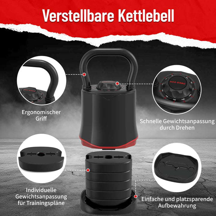 Verstellbare Kettlebell 6-in-1 Stahl 3–18 kg für Home Gym - Bild 2