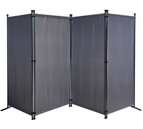 Paravent 4-teilig Stoff Grau 165x220 cm faltbar für Innen und Aussen