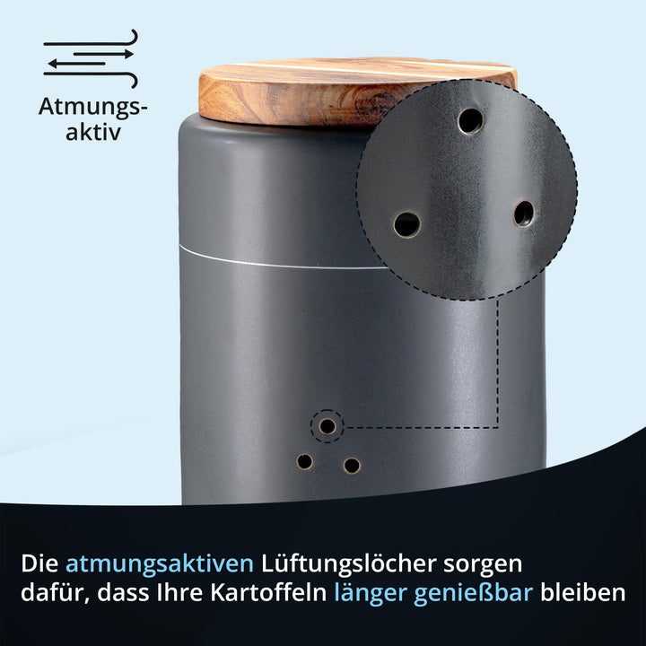 Vorratsdosen Set Keramik 3-teilig Kartoffel Zwiebel Knoblauch Bambus - Bild 6
