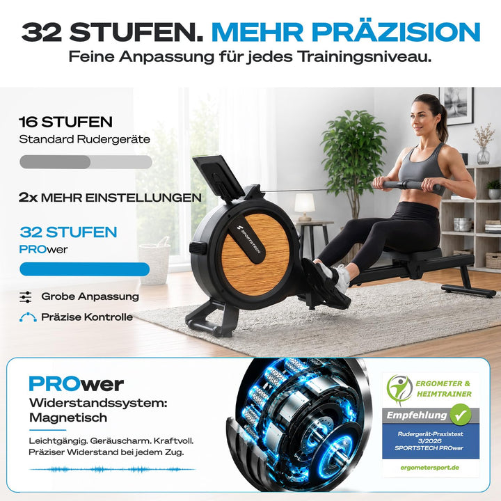 Rudergerät Magnetwiderstand 32 Stufen faltbar bis 150 kg - Bild 2