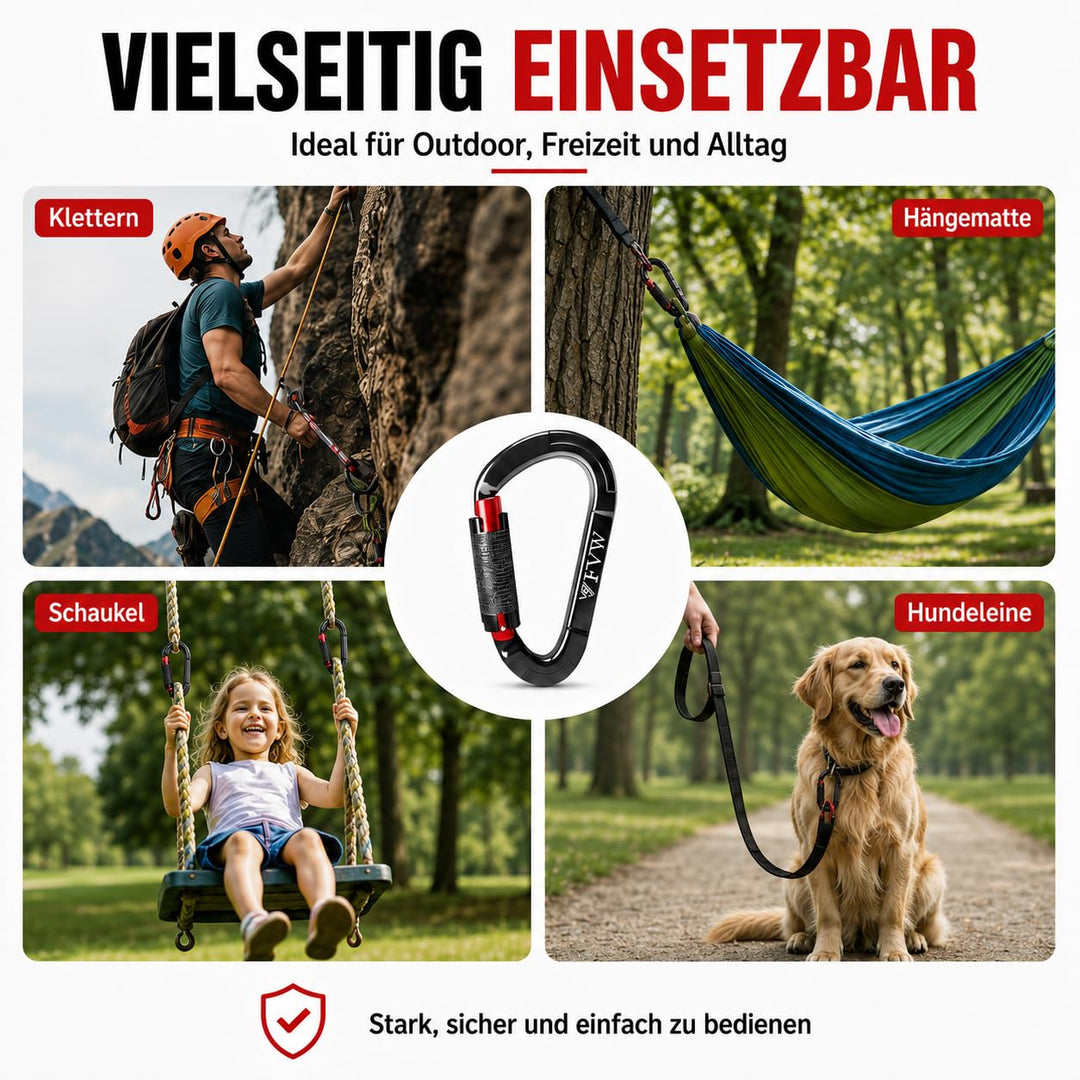 Kletterkarabiner Aluminium 25KN Auto-Lock 5er-Set für Camping - Bild 6