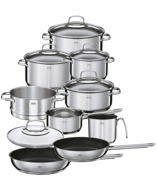 Topfset 10-teilig Edelstahl 18/10 mit Bratpfannen und Dämpfeinsatz