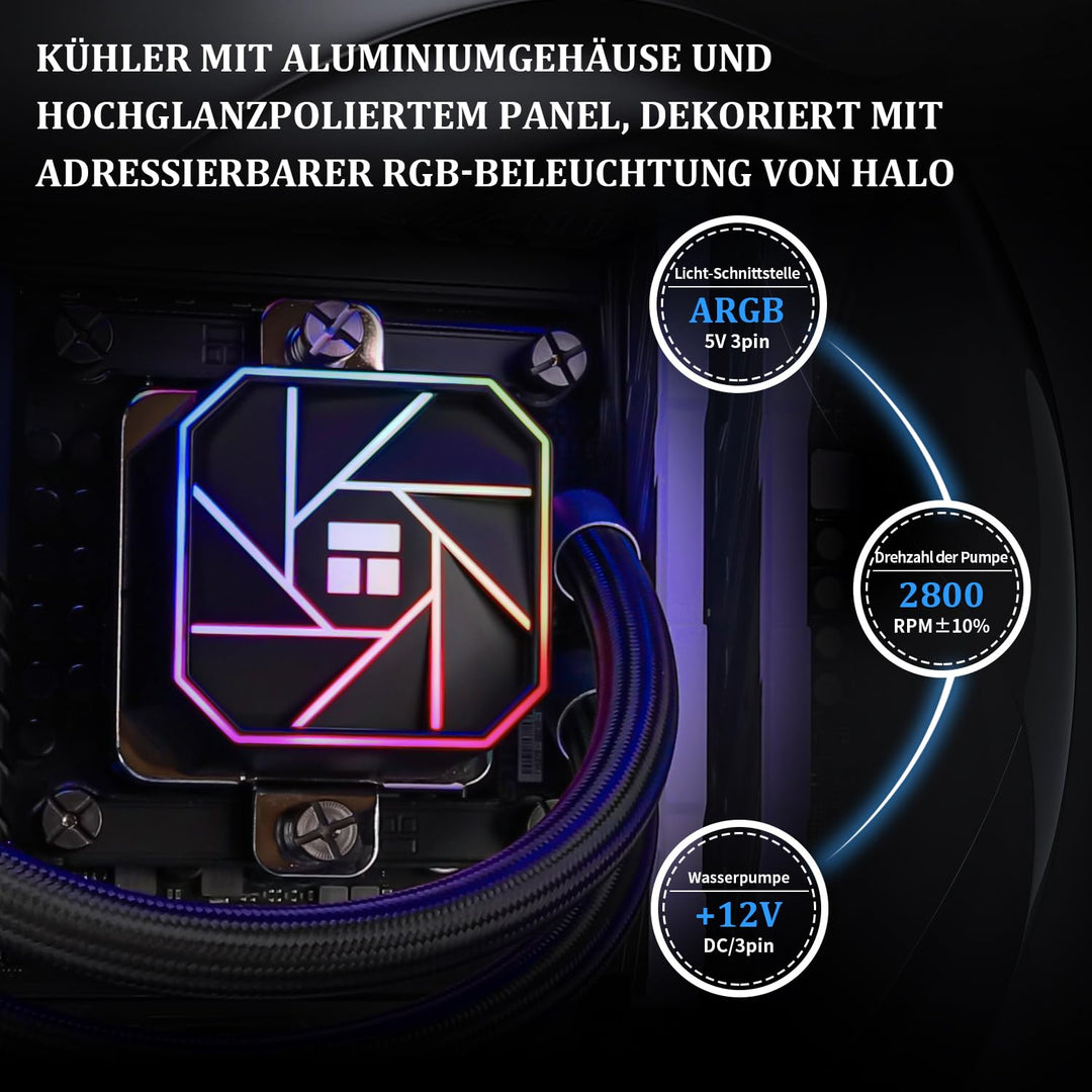 AiO CPU-Wasserkühler 240mm ARGB PWM für AMD AM4/AM5 Intel LGA1700 - Bild 3