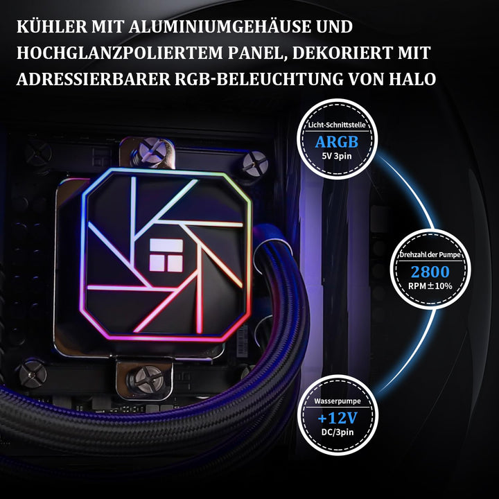 AiO CPU-Wasserkühler 240mm ARGB PWM für AMD AM4/AM5 Intel LGA1700 - Bild 3
