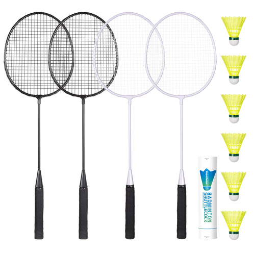 Badminton Set 6 Schläger mit 12 Federbällen für alle Levels