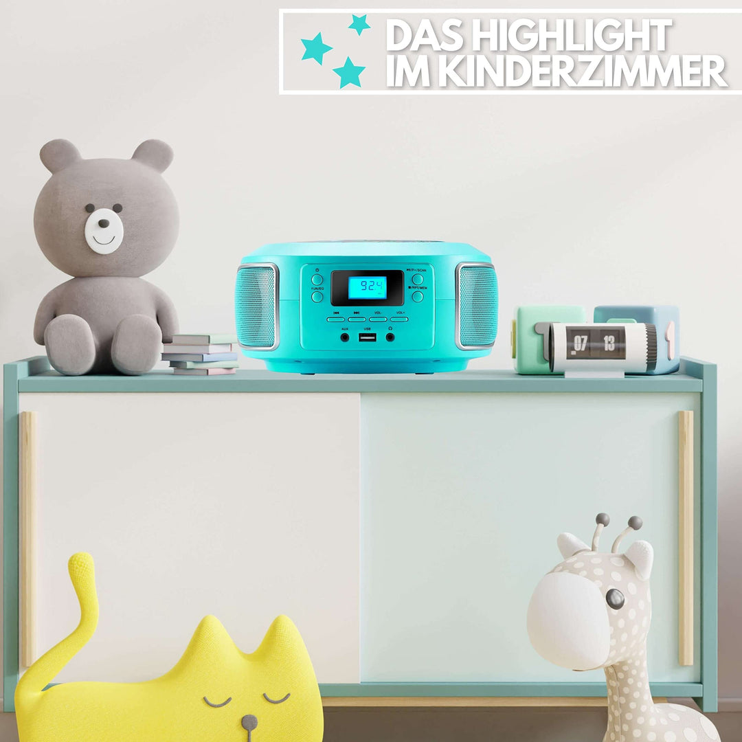 CD-Radio Boombox Kompakt mit FM, USB &amp; AUX in Grün - Bild 6