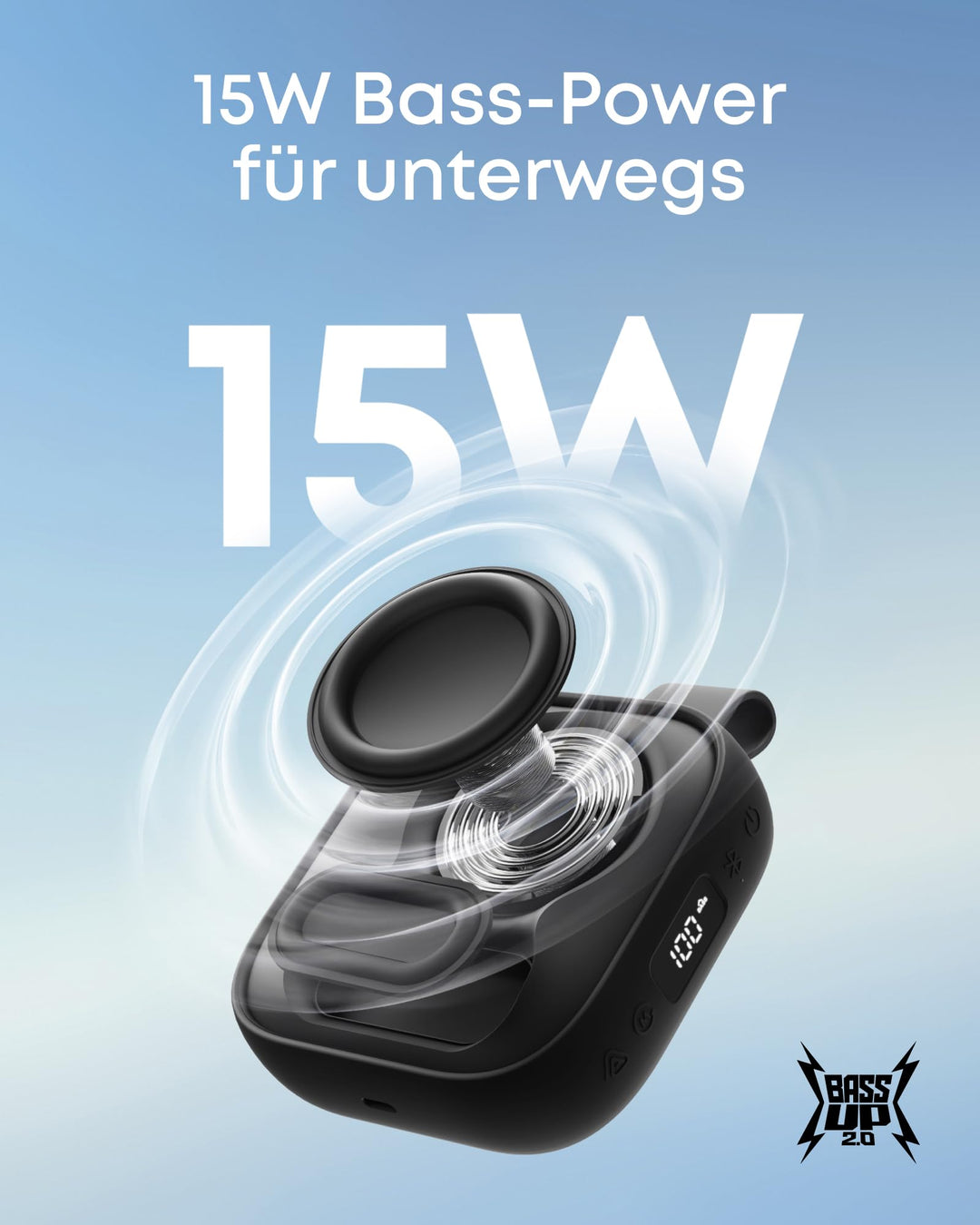Bluetooth-Lautsprecher 15W IP68 mit Lichtshow und Powerbank - Bild 2