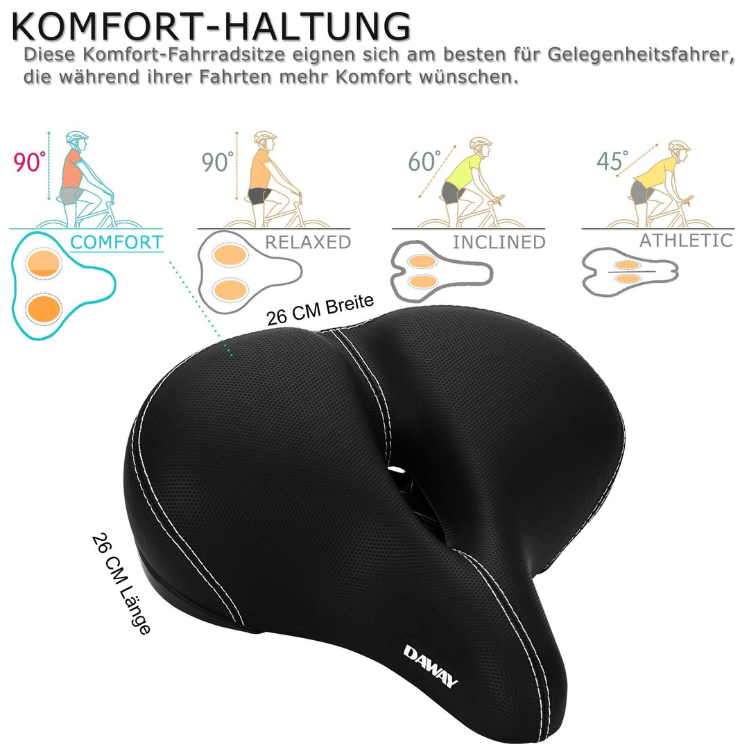 Fahrradsattel Extra Breit mit Memory-Foam für MTB, E-Bike &amp; Heimtrainer - Bild 2