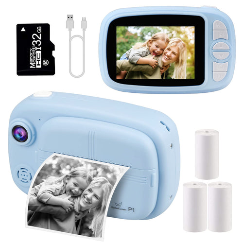 Sofortbildkamera Kinder 12MP 1080p HD mit Thermodruck 32GB Karte