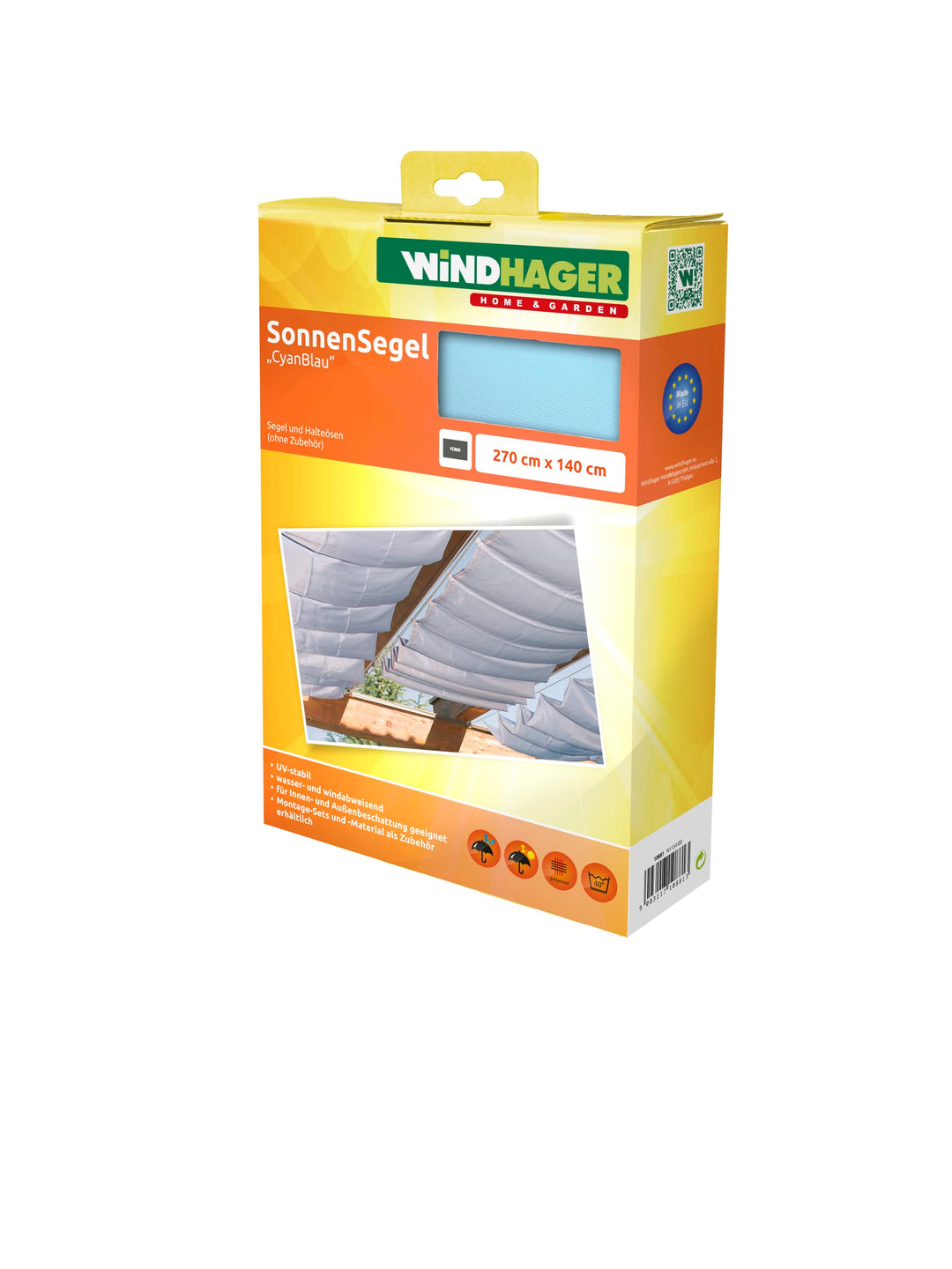 Sonnensegel Seilspanntechnik Polyester 270x140 cm Cyanblau Terrasse