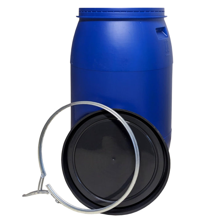 Weithalsfass 220 Liter HDPE mit Deckel Blau Regentonne Kunststoff - Bild 5