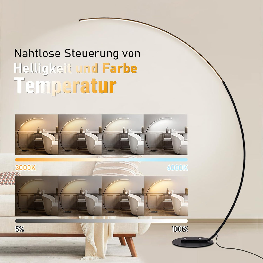Bogenlampe LED dimmbar Schwarz 25W 165cm mit Fernbedienung - Bild 2