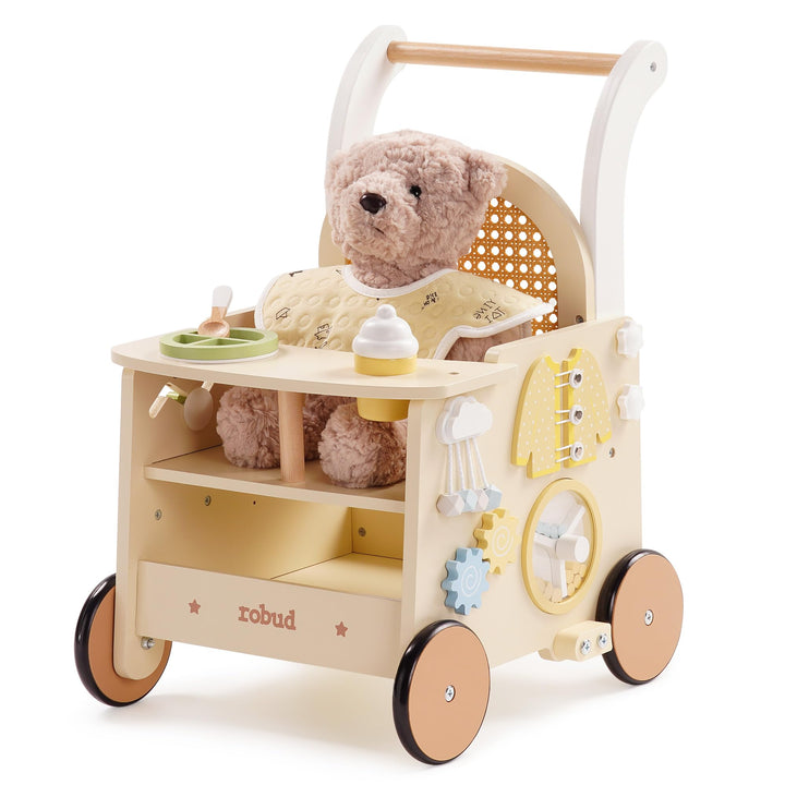 Lauflernhilfe Holz 2-in-1 Puppenwagen mit Activity Board ab 10 Monate