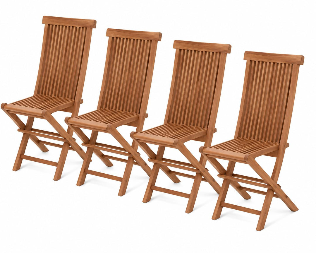 Klappstuhl Teakholz 4er-Set klappbar für Garten und Balkon