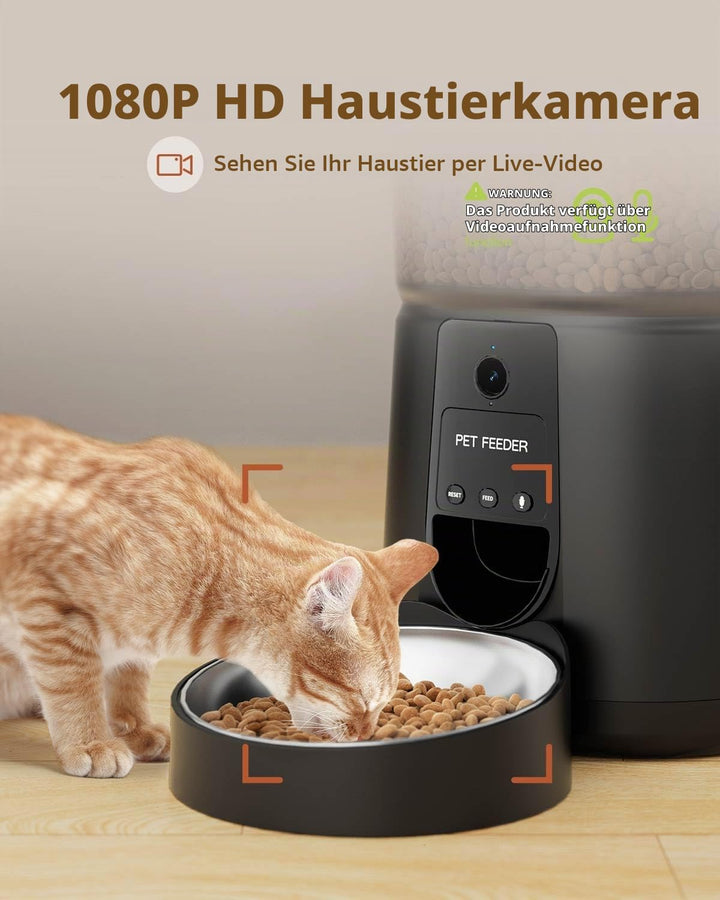 Futterautomat Katze mit HD-Kamera 4L Edelstahlnapf WLAN App - Bild 2