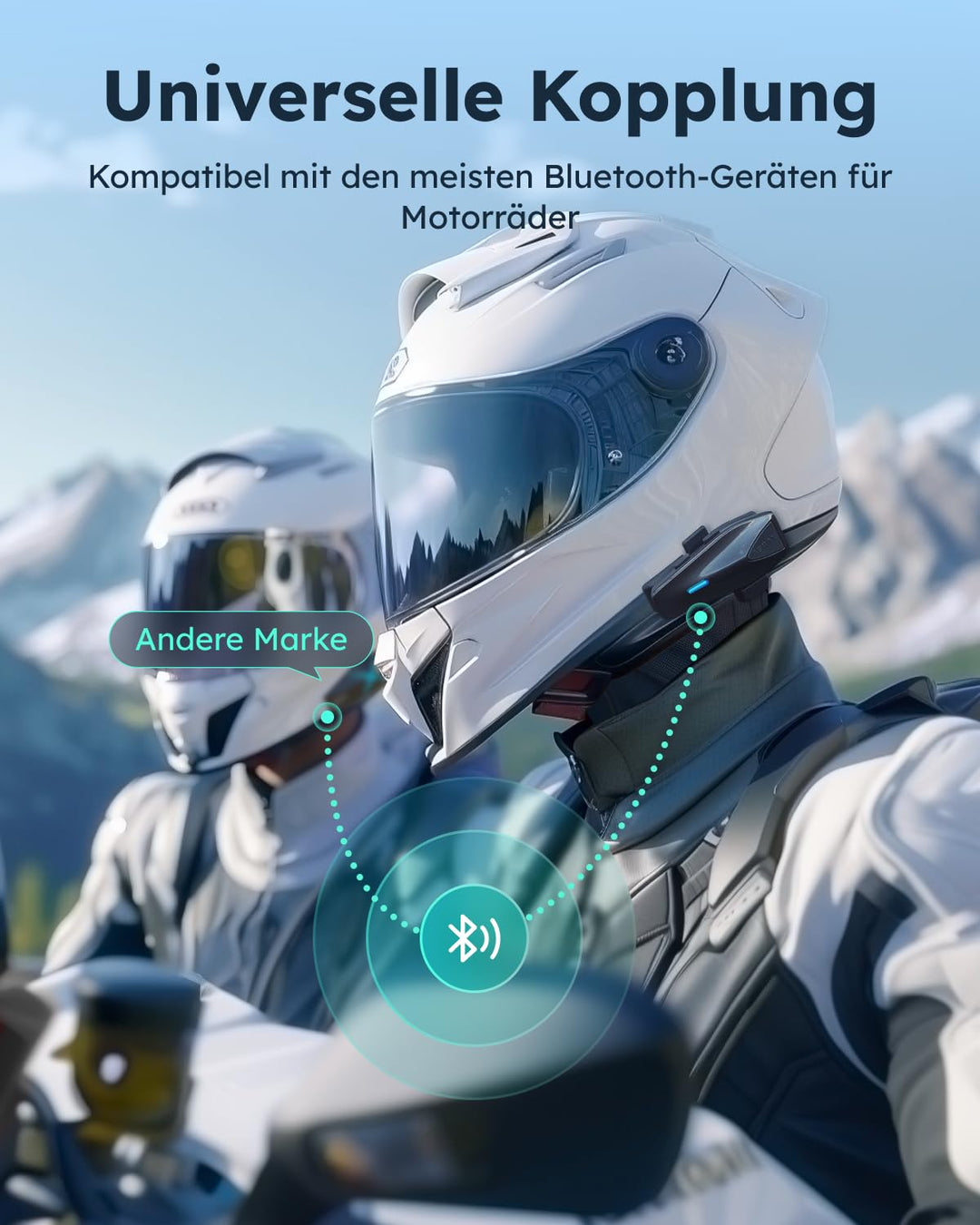 Motorrad Bluetooth Headset Mesh 8 Fahrer 8 km Reichweite IPX7 - Bild 6