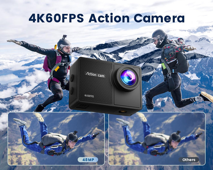 Action Cam 4K60FPS Wasserdicht 48MP mit 64GB Karte und Fernbedienung - Bild 2
