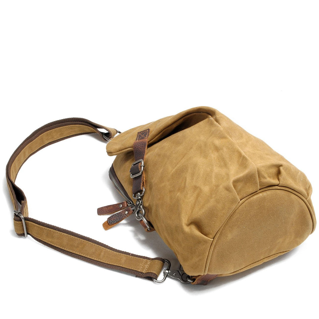 Sling Rucksack Canvas Leder Vintage 11 L wasserdicht Grau - Bild 4