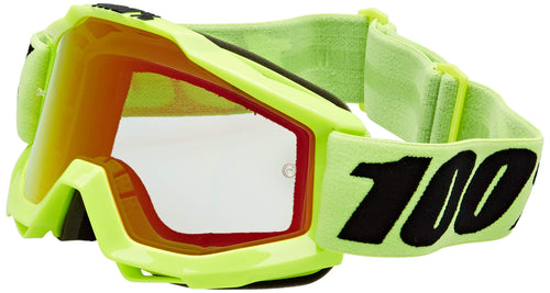 Motocross-Brille Verspiegelt Fluo-Gelb mit Rot-Spiegel-Linse One Size