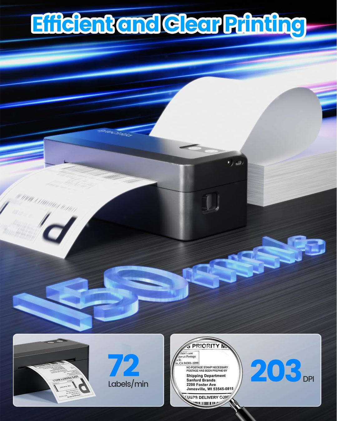 Thermodrucker 4x6 Bluetooth USB 203 DPI fuer Versandetiketten - Bild 3