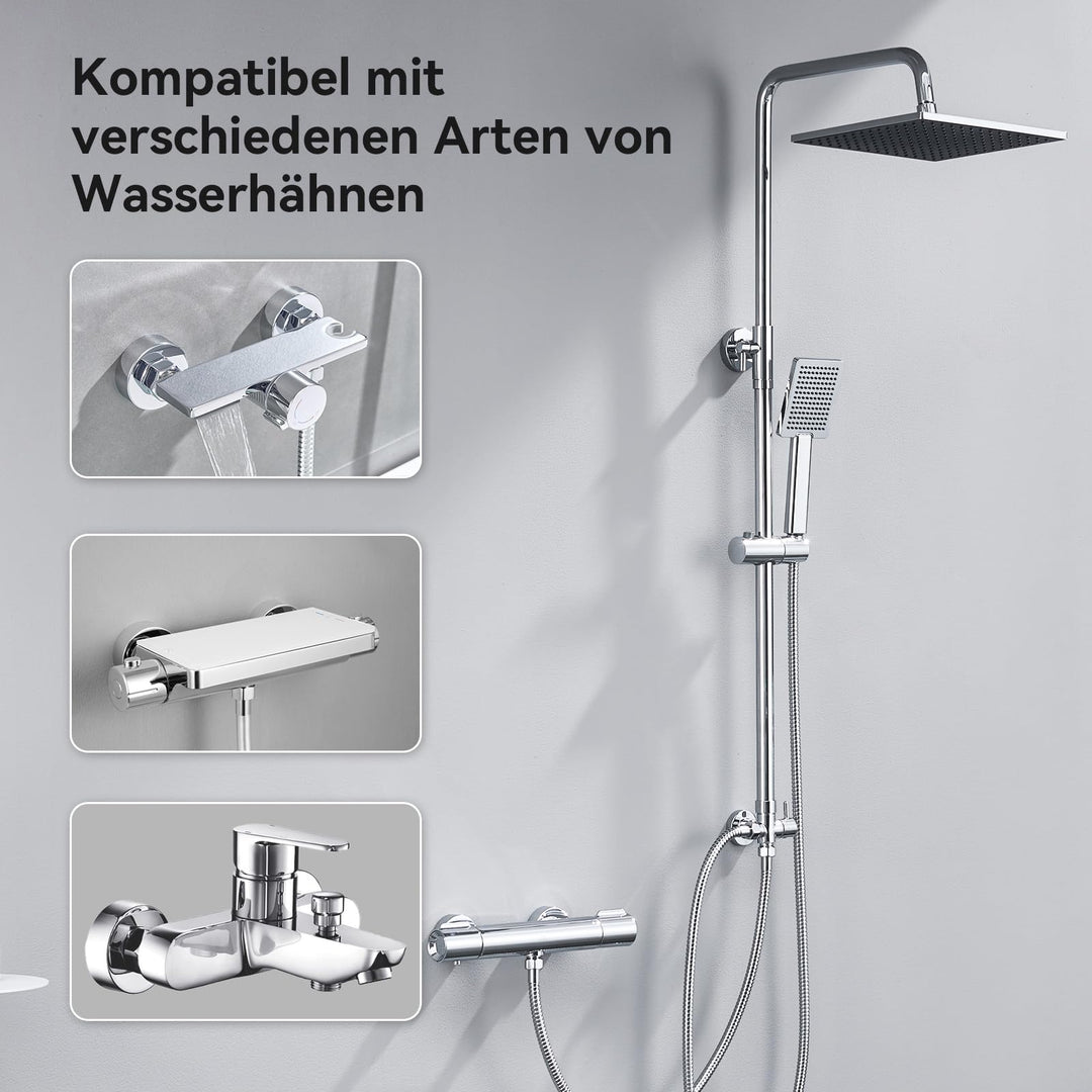 Regendusche ohne Armatur Edelstahl 25x25cm höhenverstellbar 74-109cm - Bild 2