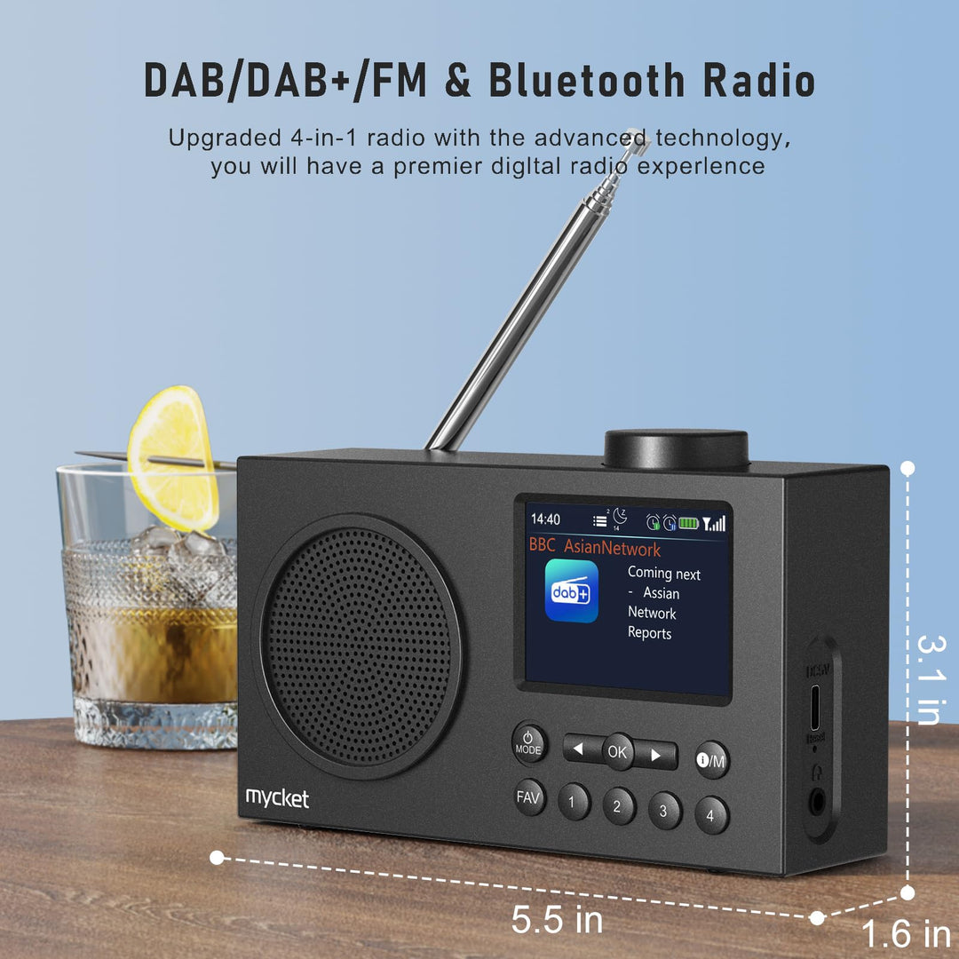 DAB+ Radio tragbar mit Bluetooth 5.0 und Dual-Wecker 2,4-Zoll-Display - Bild 2