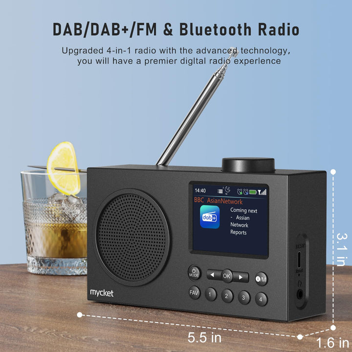 DAB+ Radio tragbar mit Bluetooth 5.0 und Dual-Wecker 2,4-Zoll-Display - Bild 2
